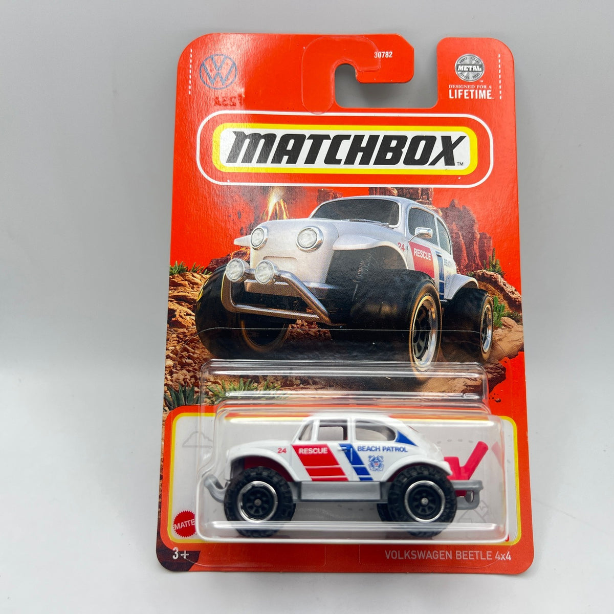 Matchbox Volkswagen Beetle 4x4 Beach Patrol 43/100 White 1:64 Diecast