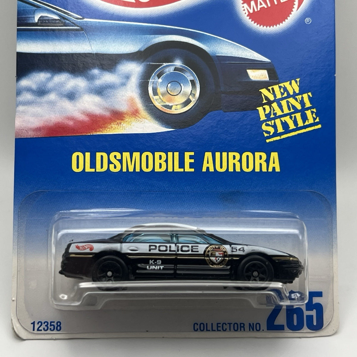 Hot Wheels Police OLDSMOBILE AURORA #265 🚓🚔🚨Black&White; K-9 Unit; black 7sp
