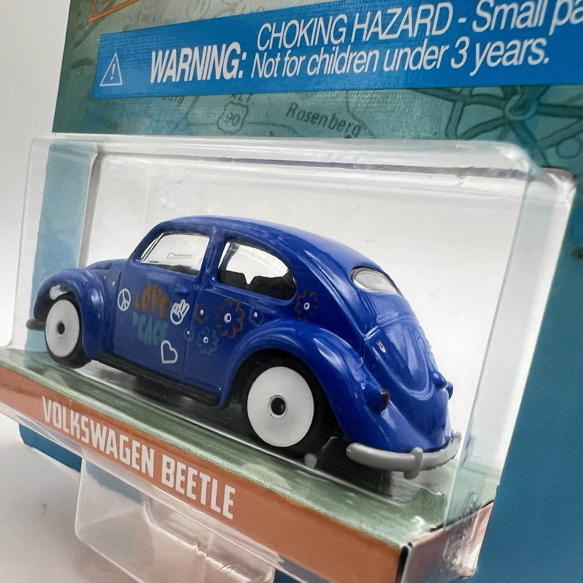 Jada Punch Buggy 1960s Volkswagen Beetle VW Bug Love & Peace Blue 1/64 Scale
