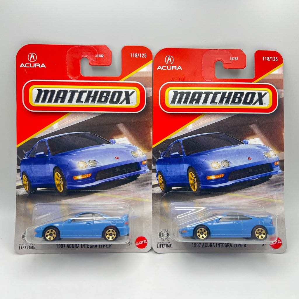 Matchbox 1997 Acura Integra Type R Light Blue 118/125 LHD & RHD Lot of 2