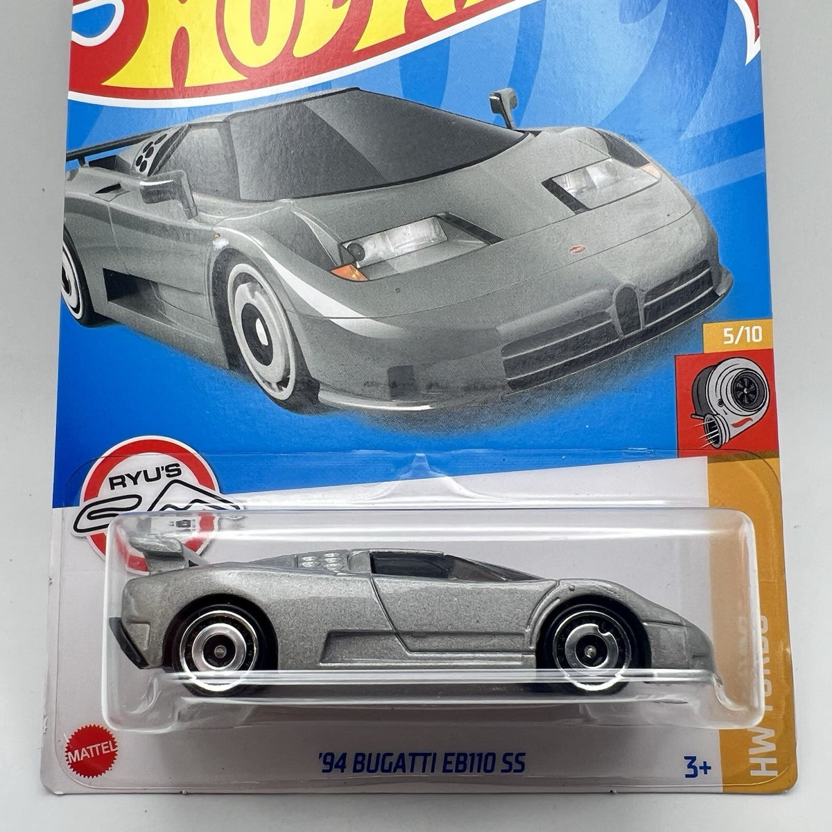 Hot Wheels gray 94 Bugatti EB110 SS “HW Turbo" 5/10 - 65/250 Diecast 1:64