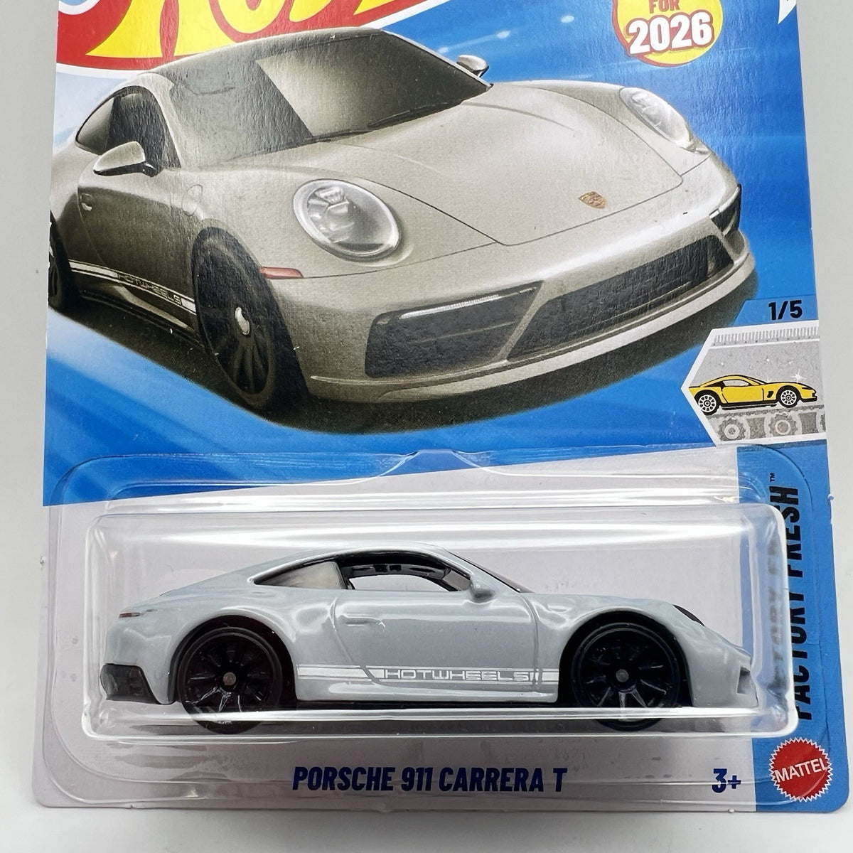 1:64 HOT WHEELS NEW FOR 2026 FACTORY FRESH GRAY PORSCHE 911 CARRERA T