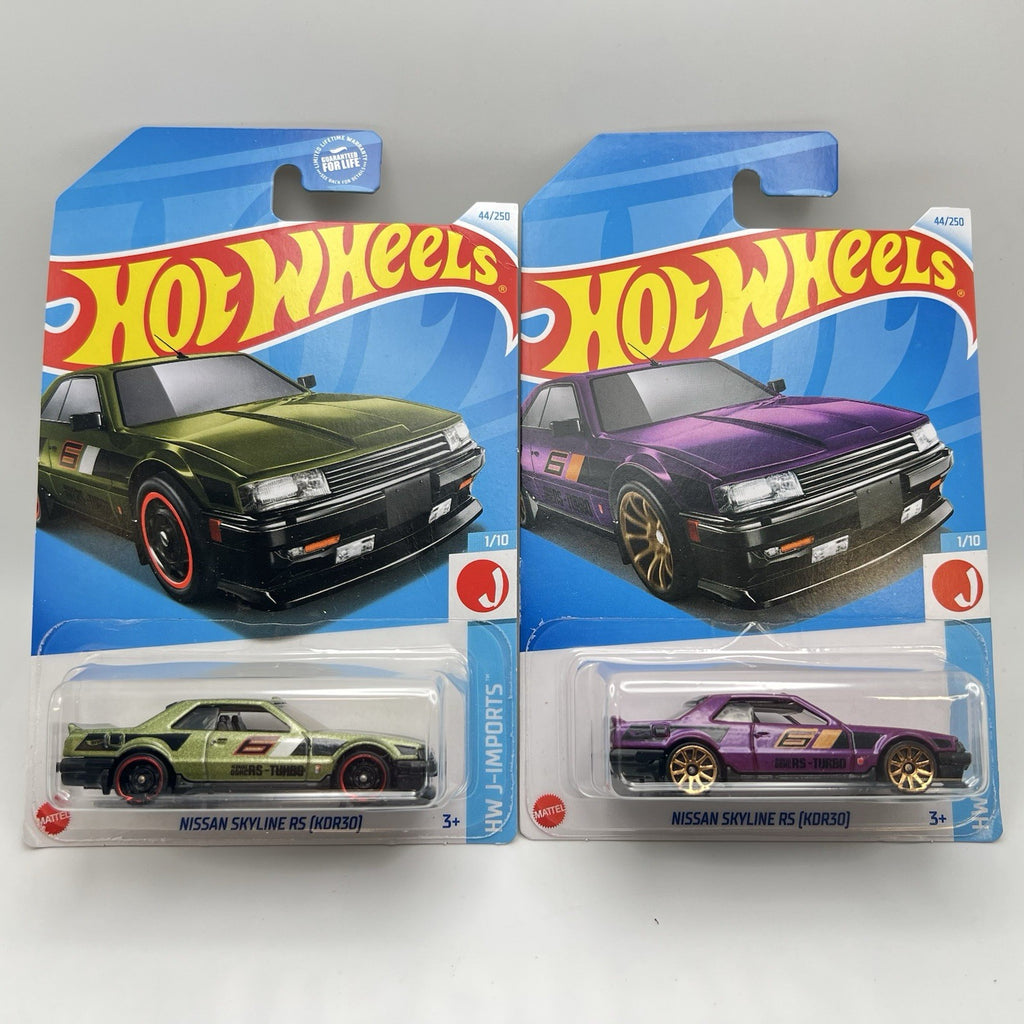 Lot of 2 - purple & green 2024 Hot Wheels Nissan Skyline RS KDR30 J-Imports jdm