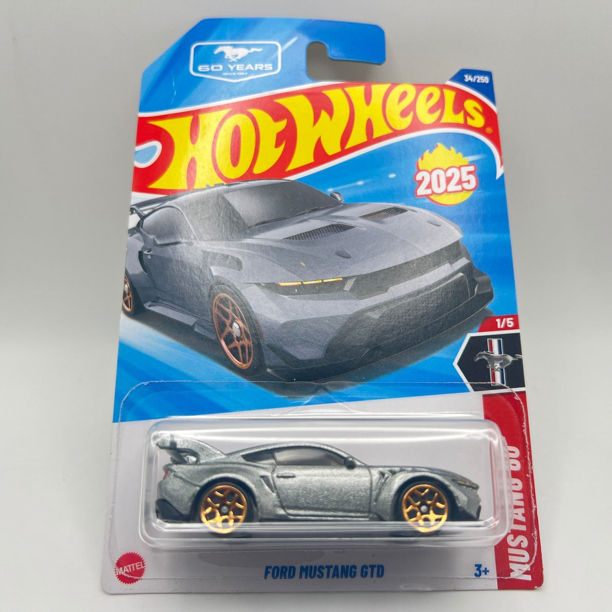 Hot Wheels Silver Ford Mustang GTD MUSTANG 60 1/5 #34/250 New On Card