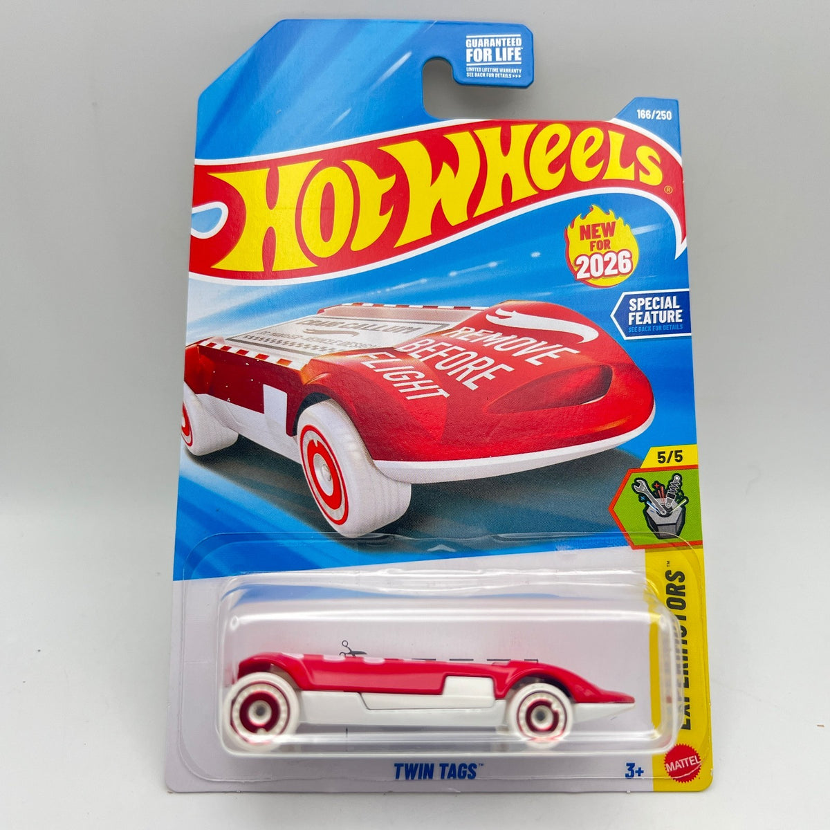 Hot Wheels Twin Tags 166/250 Experimotors 5/5 Red White Special Feature