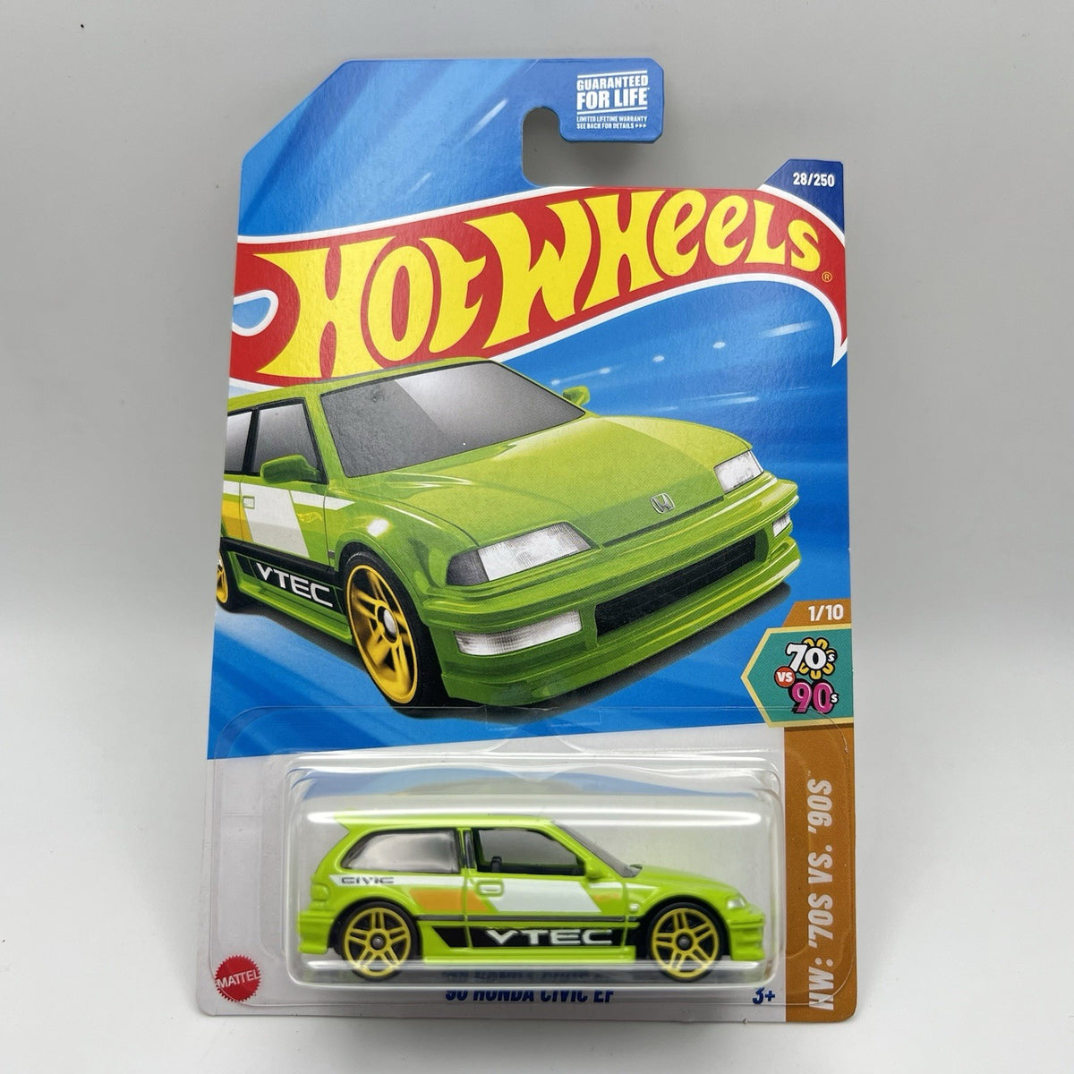 Hot Wheels 2025 '70s vs. '90s #28 Honda Civic EF Green