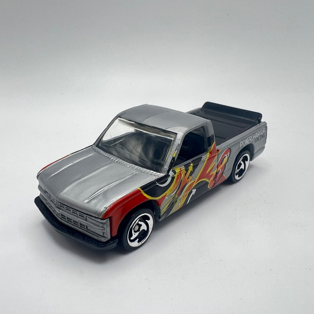 Hot Wheels Chevy 1500 Pickup Silver Powercharger Racing #8 LOOSE 1/64