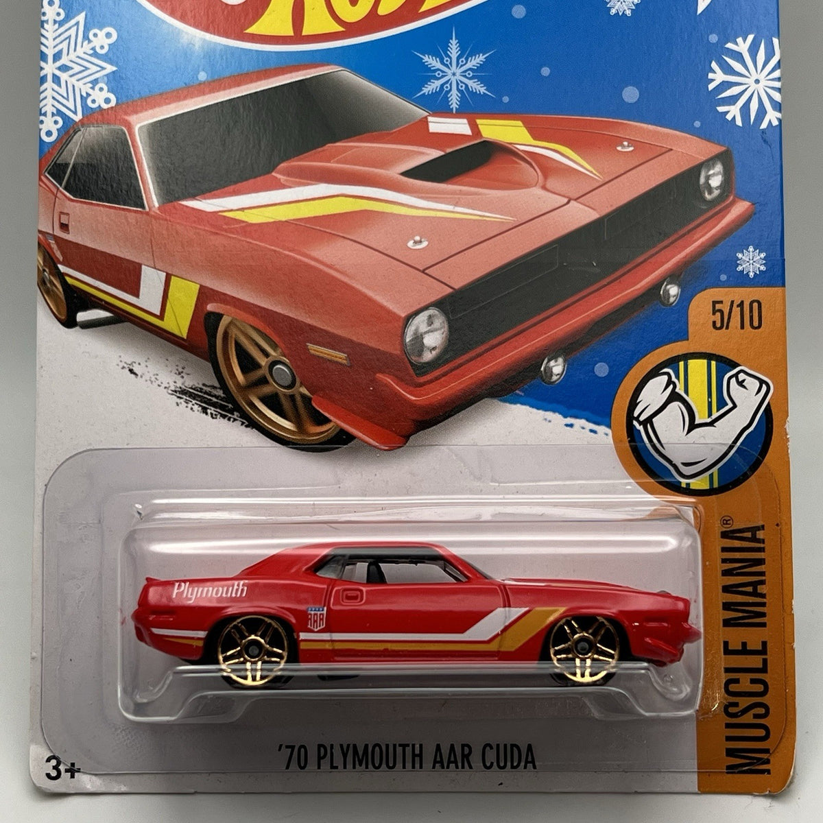 Hot Wheels '70 Plymouth AAR Cuda HW Muscle Mania Snowflake Card Orange NOC