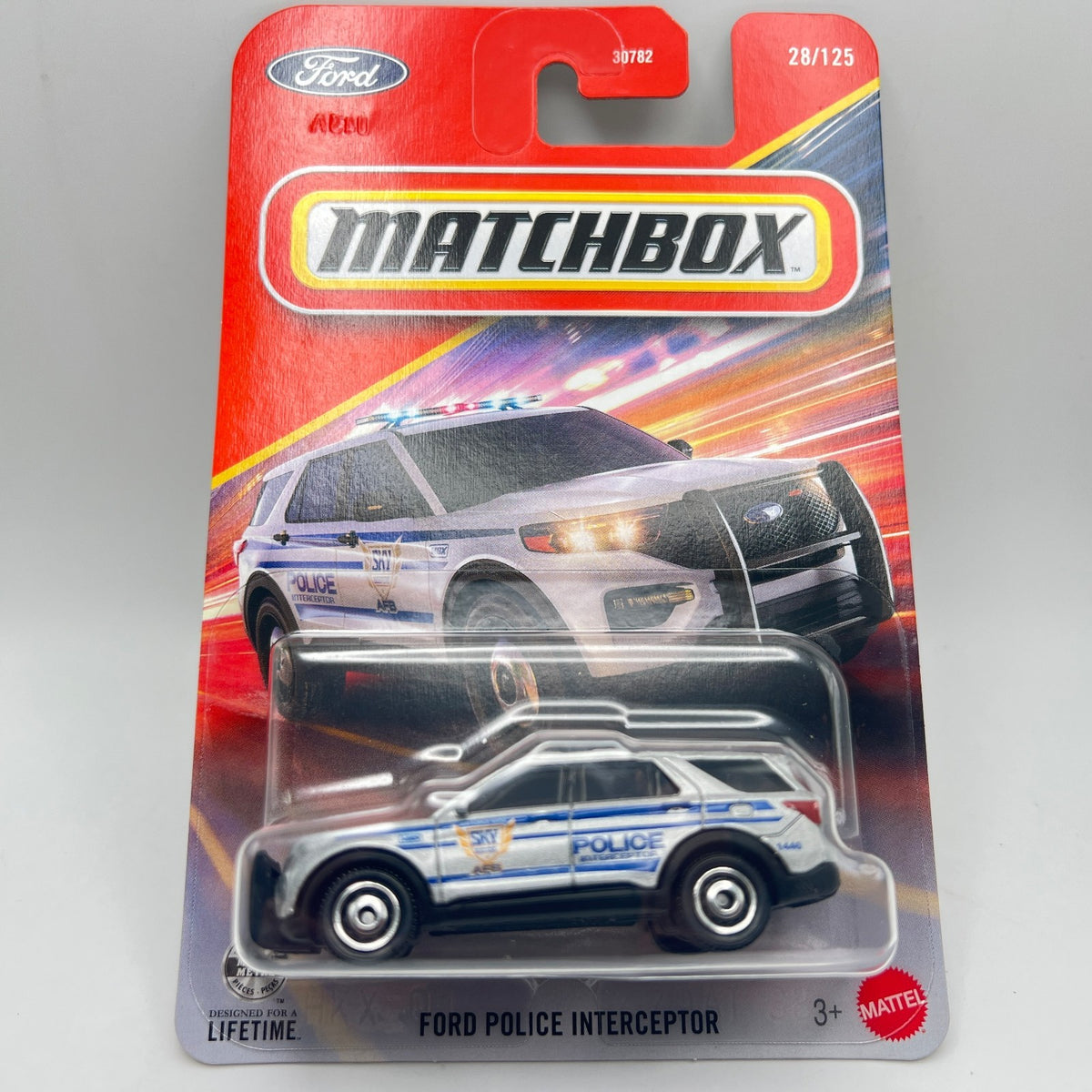 Matchbox Ford Police Interceptor 28/125 Silver 1:64 Scale Diecast