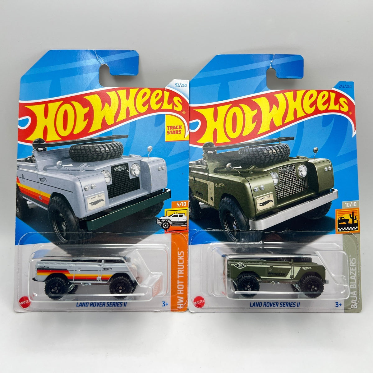 Hot Wheels Land Rover Series II Lot of 2 Hot Trucks Gray & Baja Blazers Green