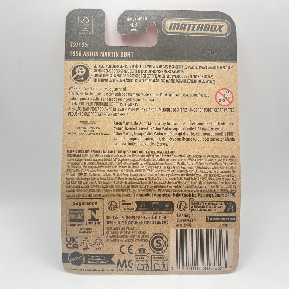 Matchbox 1956 Aston Martin DBR1 72/125 Light Grey 1:64 Diecast