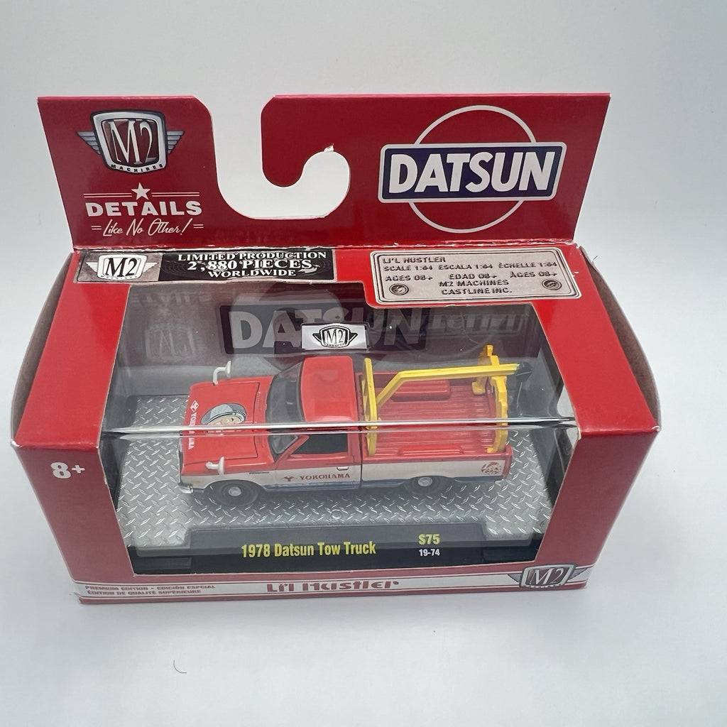 1/64 M2 1978 DATSUN PICKUP TRUCK LI'L HUSTLER YOKOHAMA TOW TRUCK