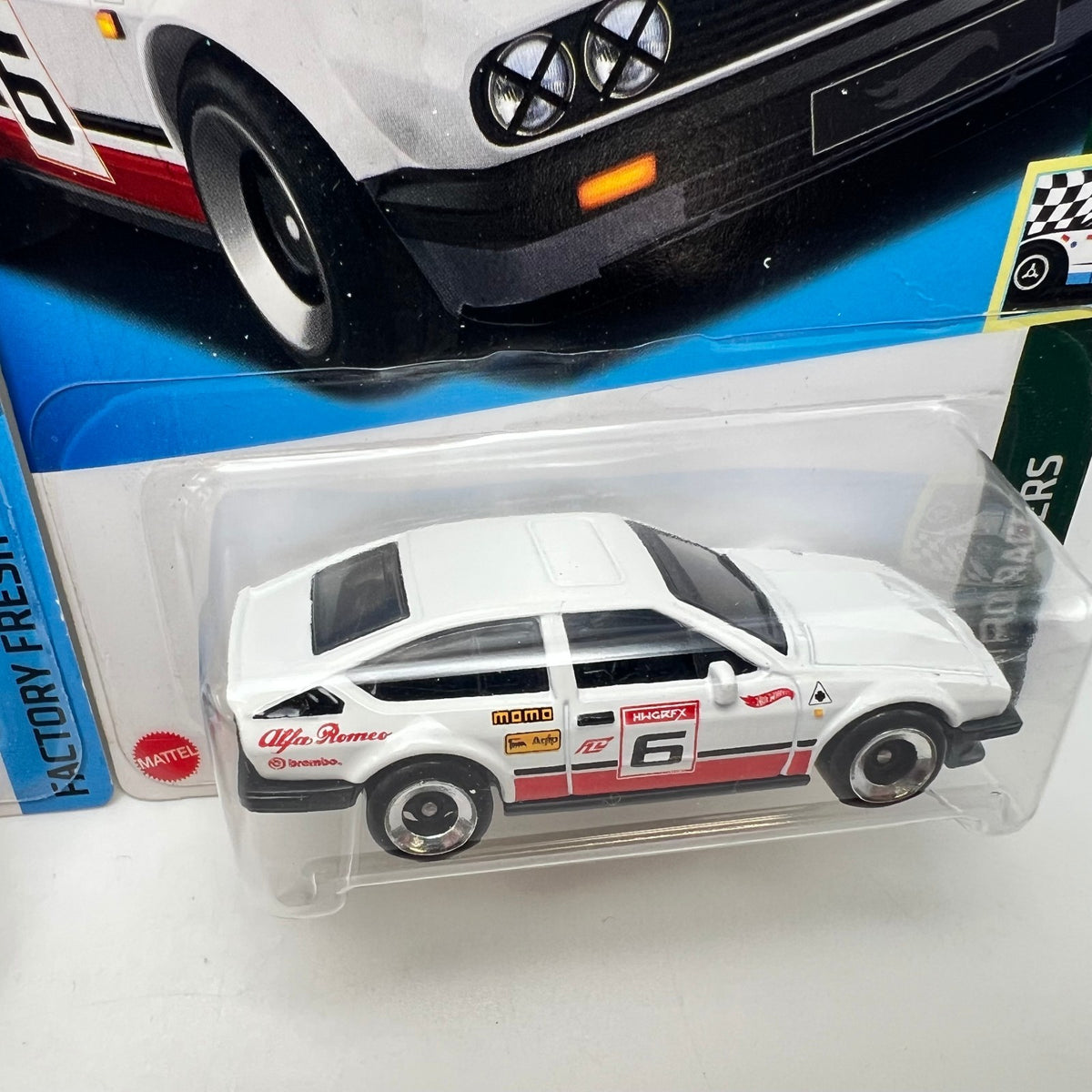 Hot Wheels Alfa Romeo GTV6 Lot of 2 White Retro Racer Blue Factory Fresh Carded