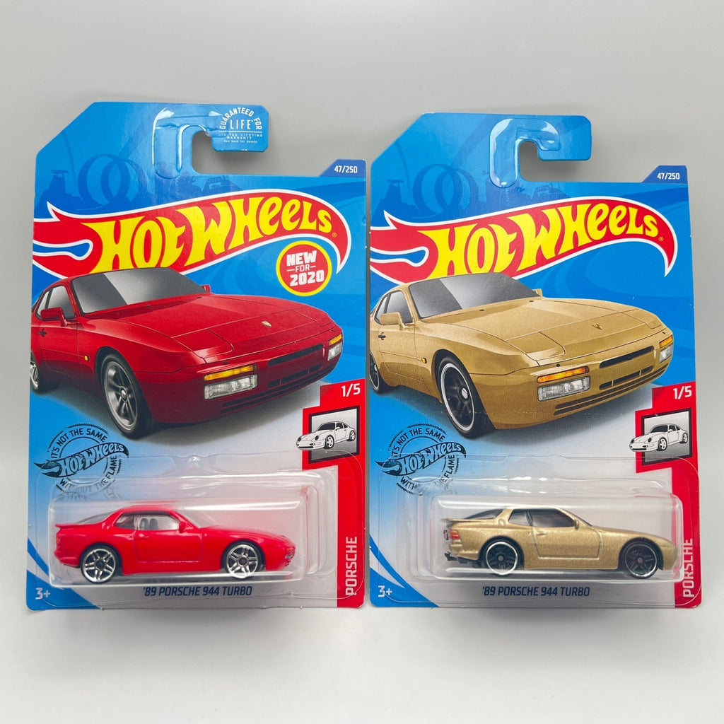Hot Wheels '89 Porsche 944 Turbo Lot of 2 Red + Gold 47/250 Porsche 1/5 1:64