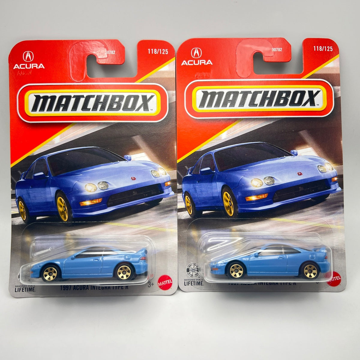 Matchbox 1997 Acura Integra Type R Light Blue 118/125 LHD & RHD Lot of 2