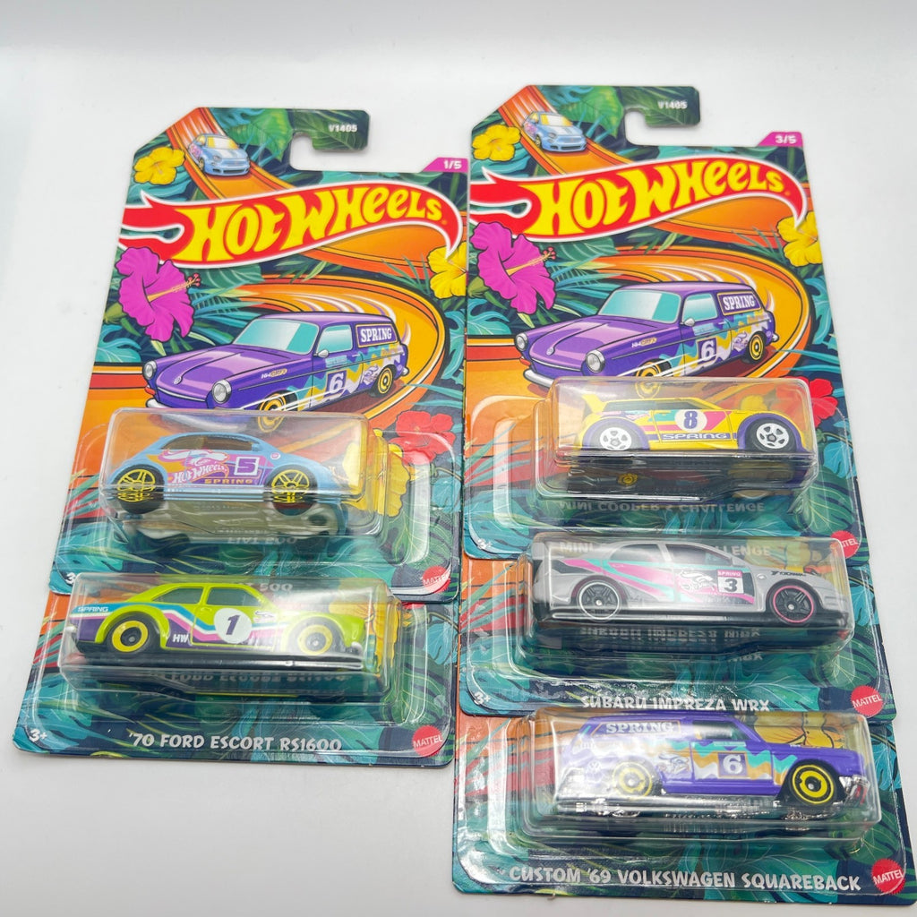 Hot Wheels Spring 2023 Complete Set of 5 Fiat 500 Escort Mini Subaru Squareback