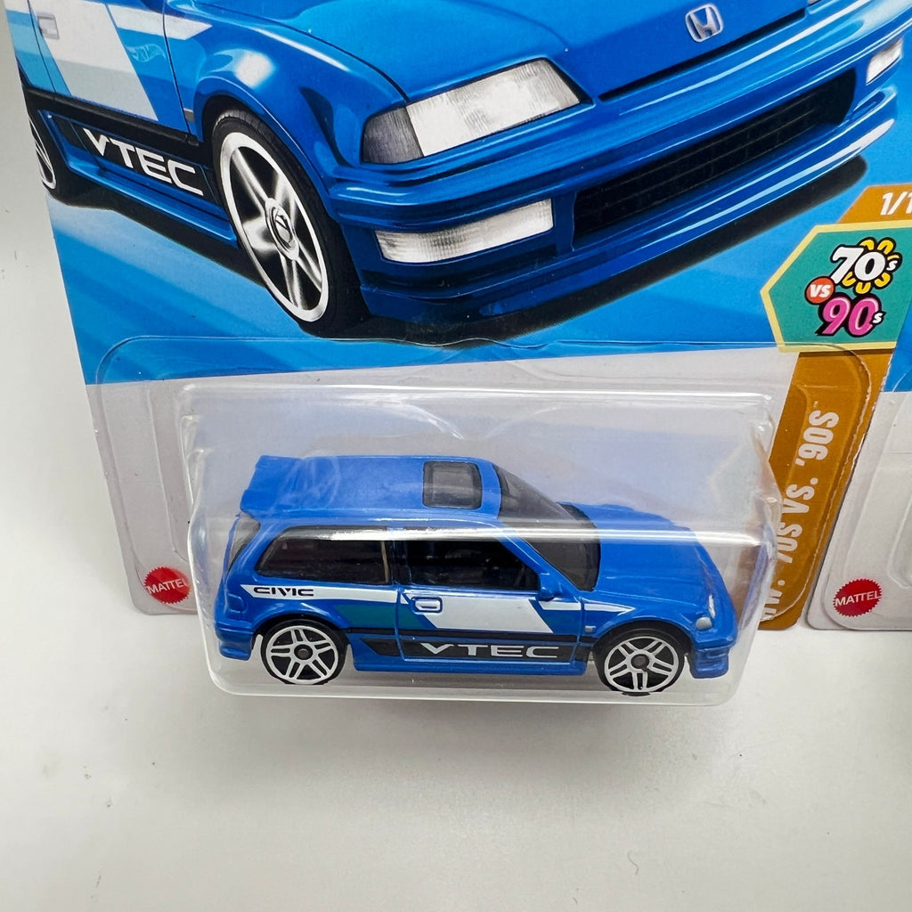 2025 Hot Wheels Honda Civic EF Lot of 2 Blue + Green
