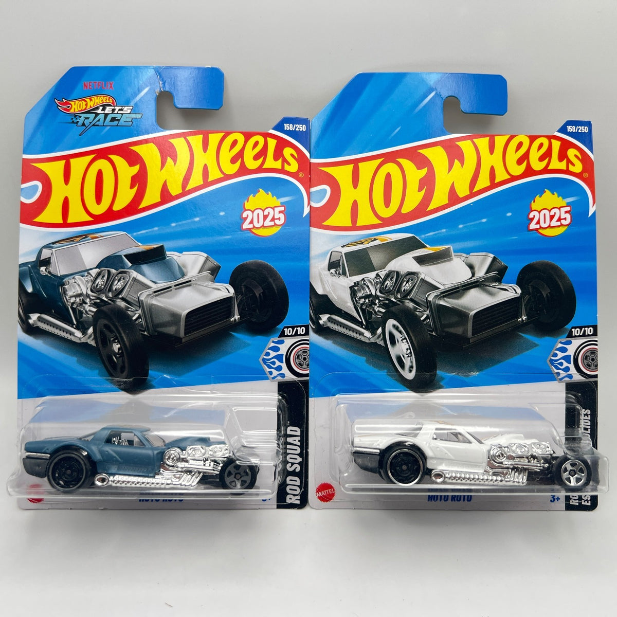 Hot Wheels Hoto Roto Lot of 2 Steel Blue & White Rod Squad 10/10 158/250