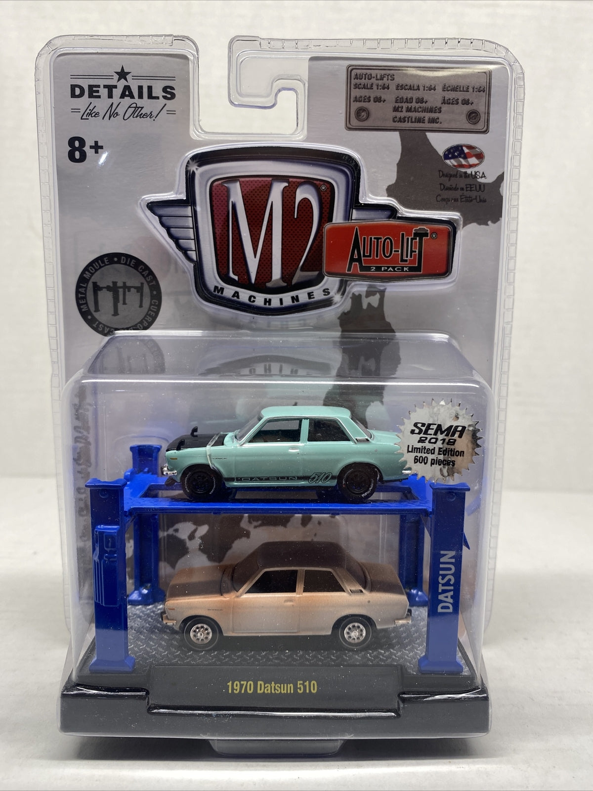 1/64th M2 Machines Auto Lift  2018 SEMA Edition 1970 Datsun 510 Set