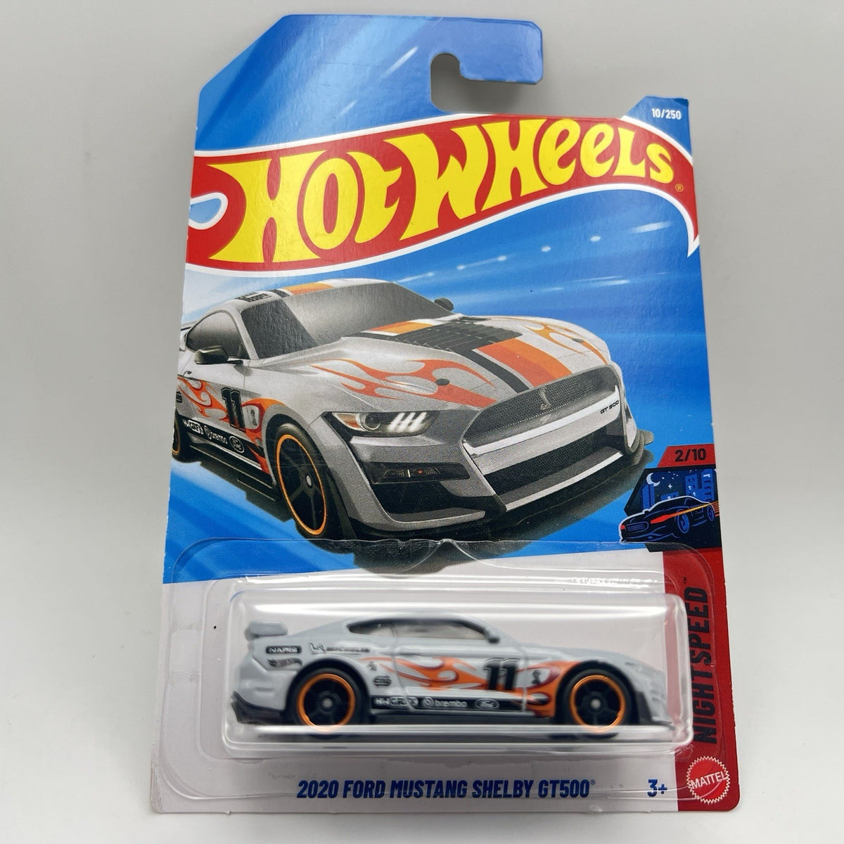 Hot Wheels- 2020 Ford Mustang Shelby GT500 Gray 2/250,Night Speed 2025