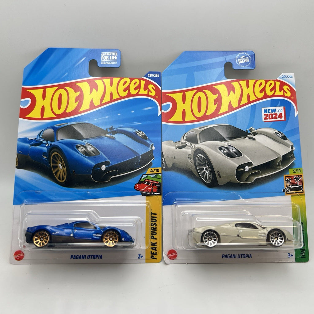 COMBO  Hot Wheels 2025 Pagani Utopia (WHITE - Exotics) (Blue - Peak Pursuit)