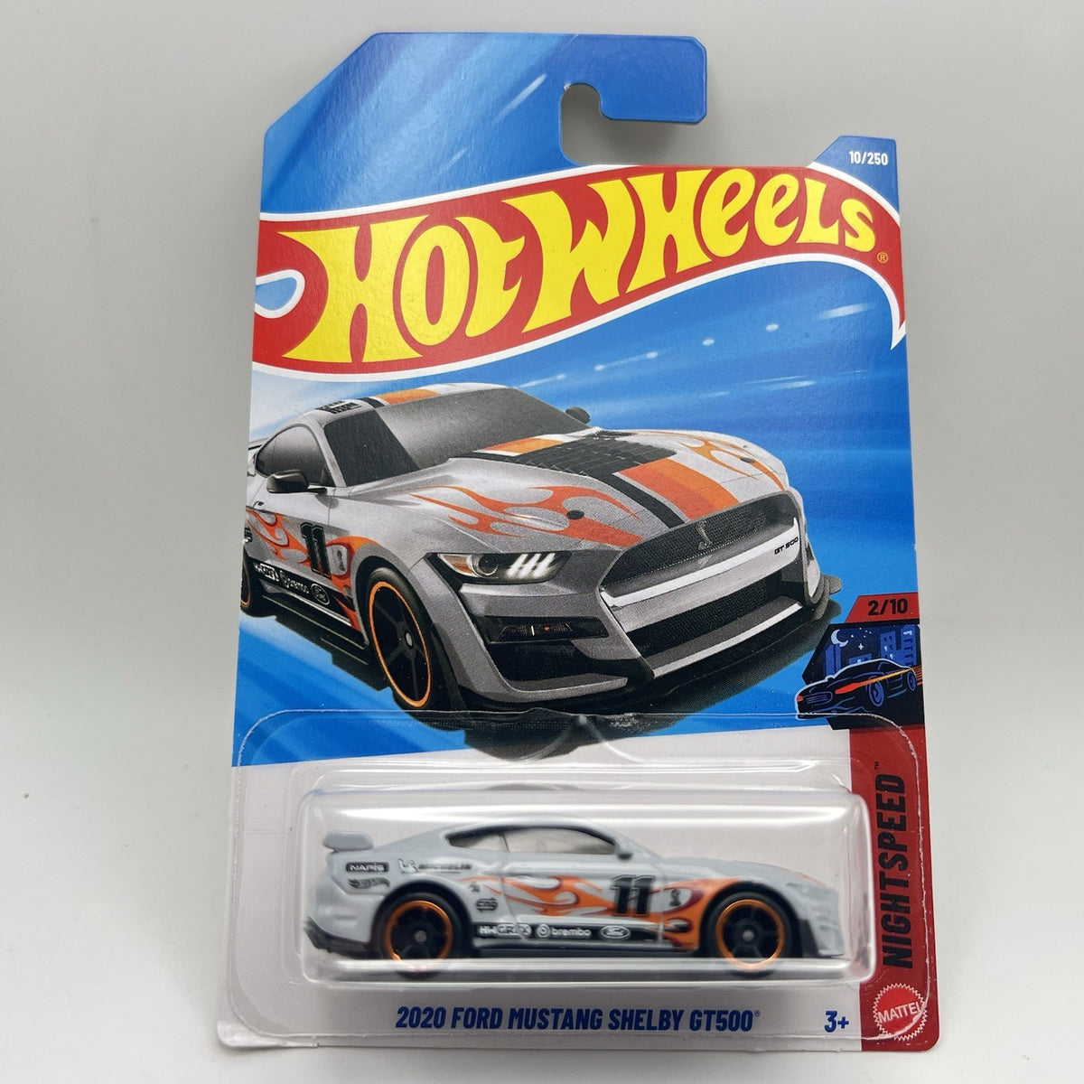 Hot Wheels- 2020 Ford Mustang Shelby GT500 Gray 2/250,Night Speed 2025