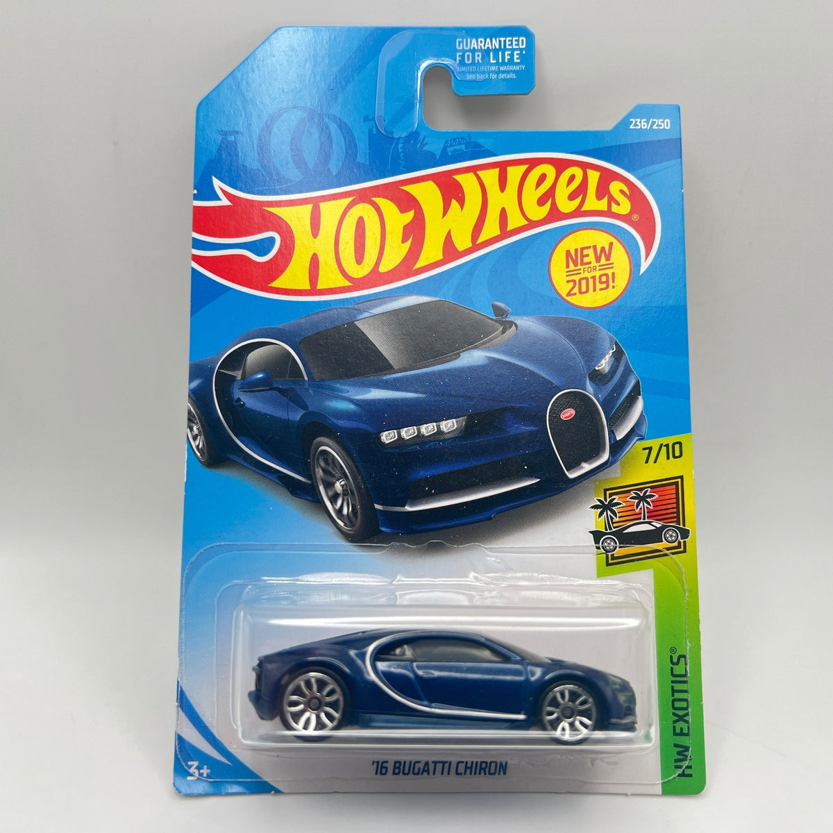 HOT WHEELS 2019 M/L #236/250 '16 Bugatti Chiron 7/10 HW Exotics blue