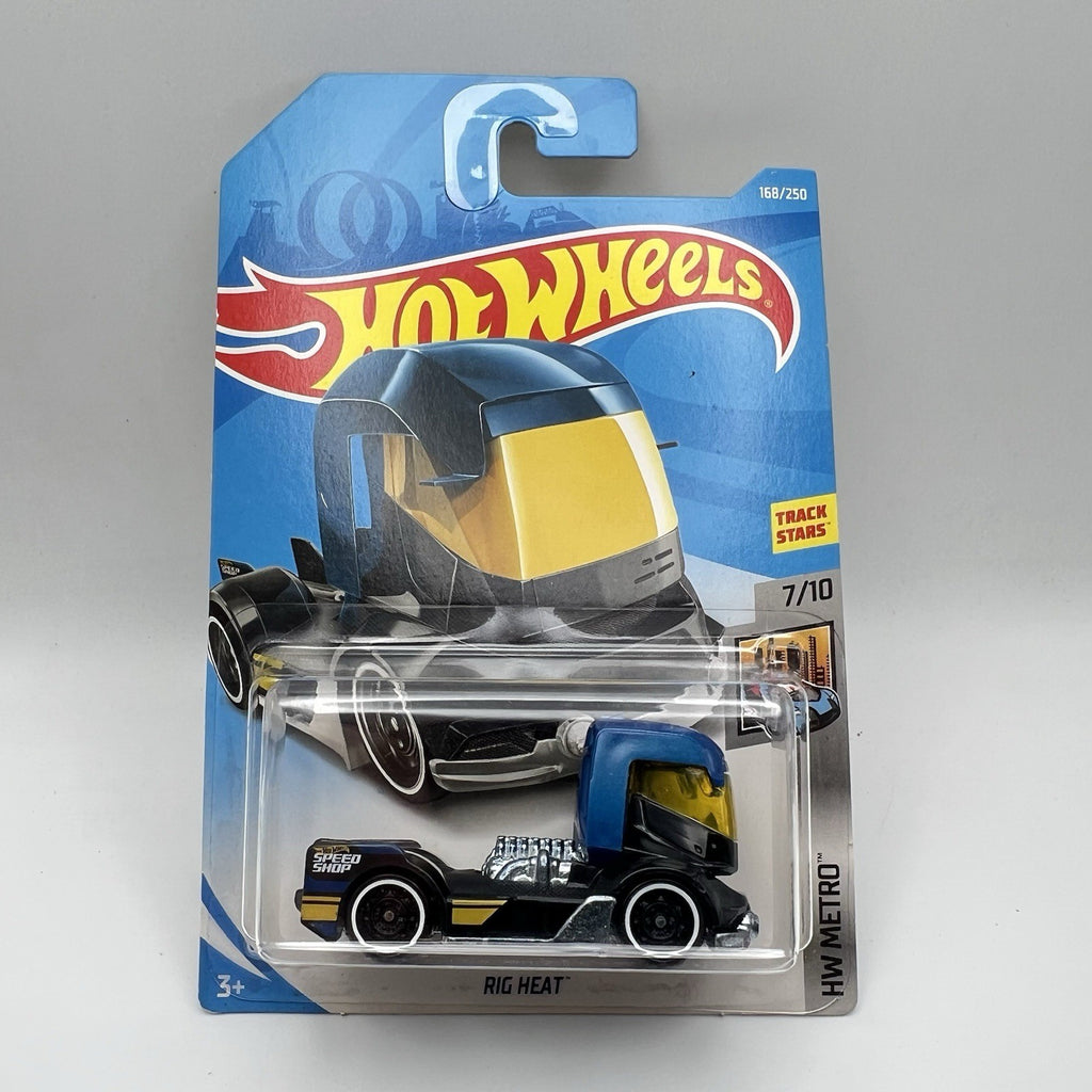 Hot Wheels 2019 #168/250 RIG HEAT black with blue cab