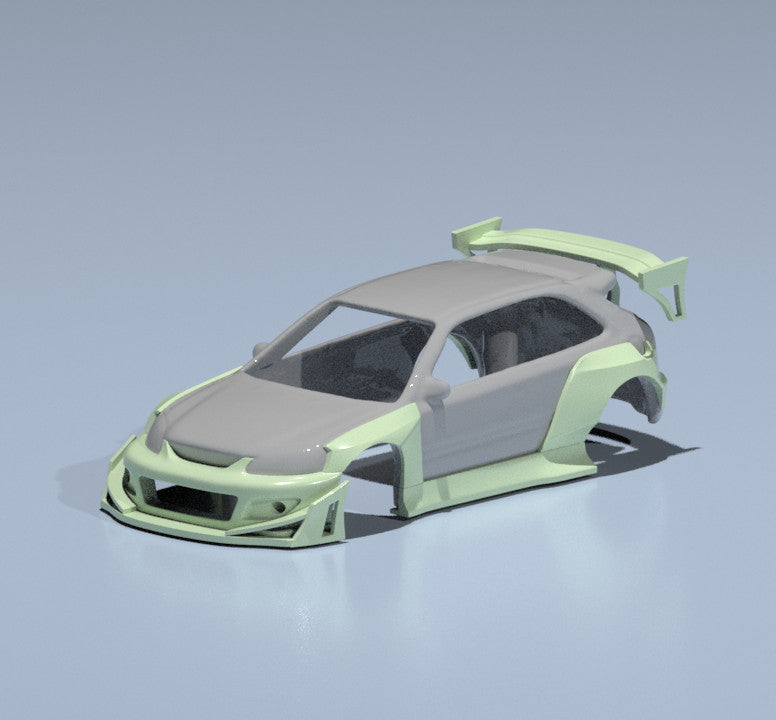 Pandem Style Wide Body Kit for Hot Wheels Honda Civic EK9 Hatchback - Resin