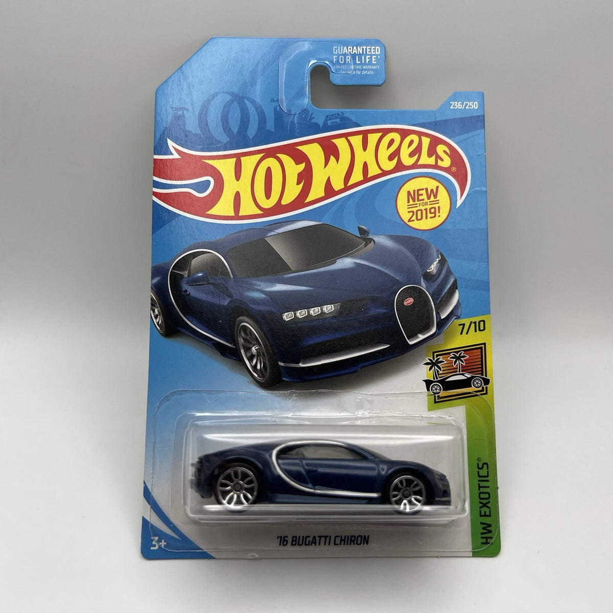 HOT WHEELS 2019 M/L #236/250 '16 Bugatti Chiron 7/10 HW Exotics blue