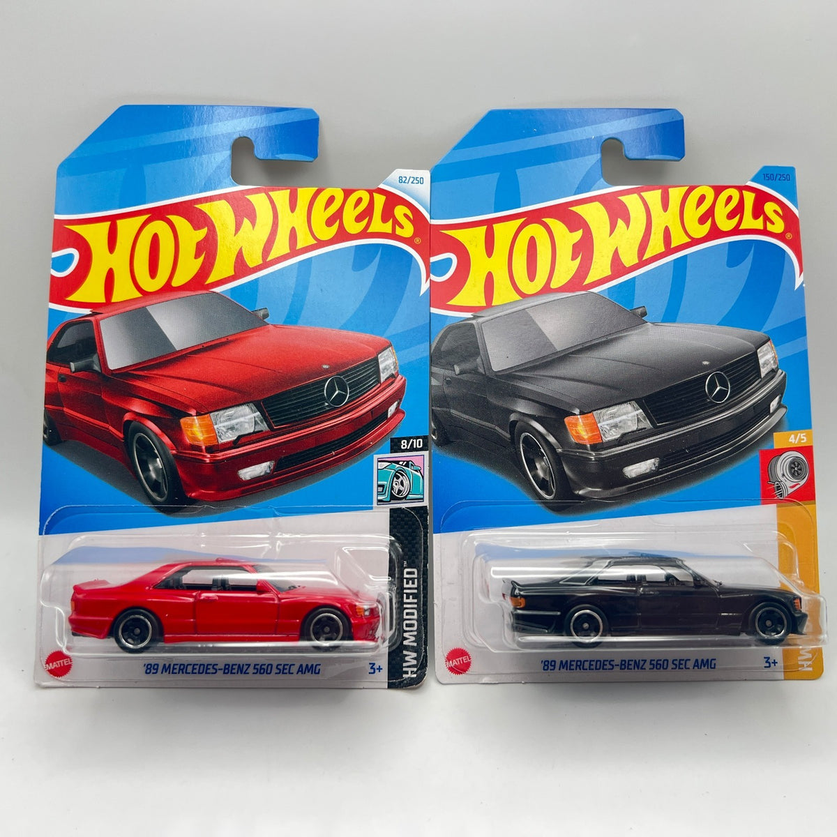 Hot Wheels 89 Mercedes-Benz 560 SEC AMG Lot of 2 Red Modified & Black Turbo