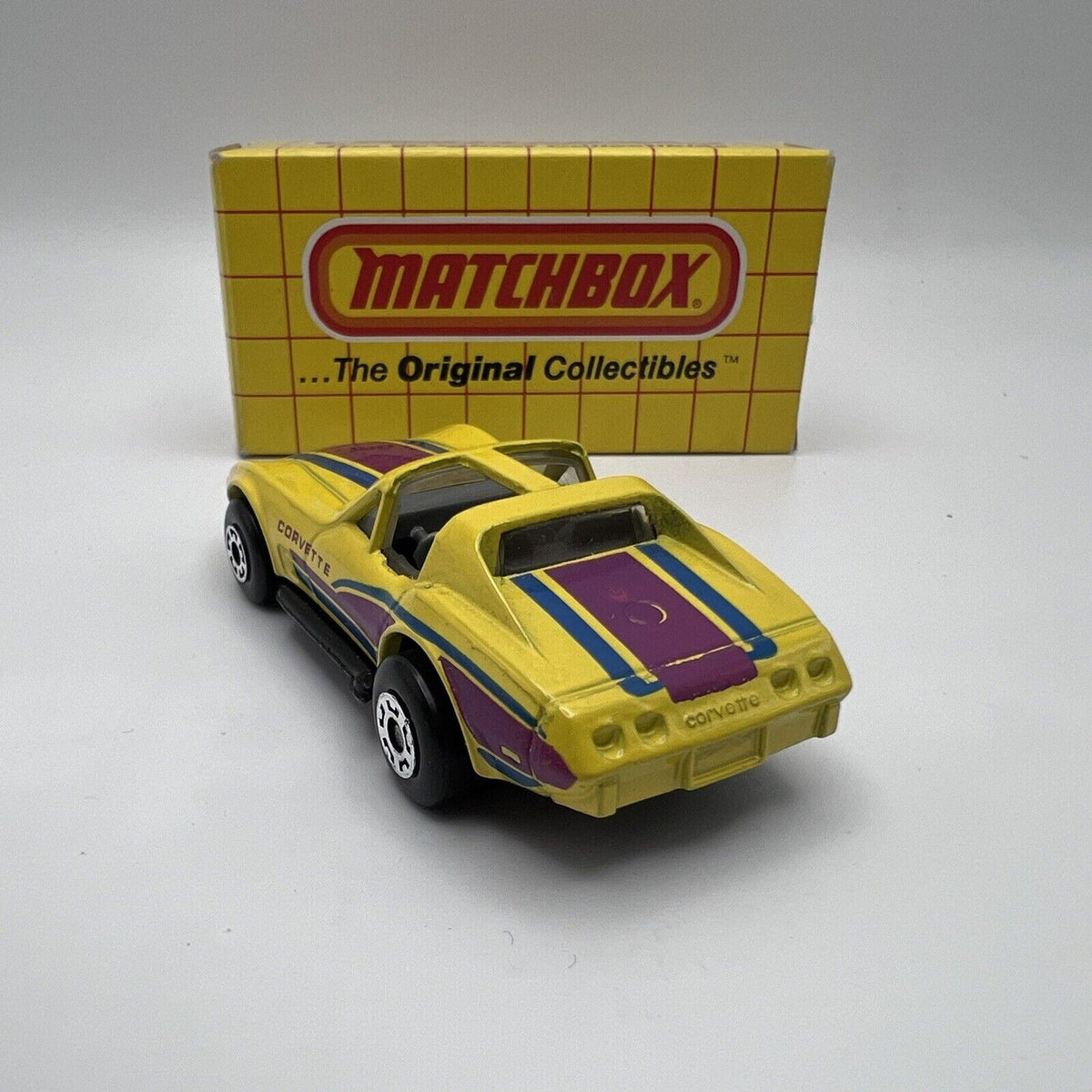 1979 Matchbox Lesney Superfast Chevy Corvette Yellow With Stripes Vintage In Box