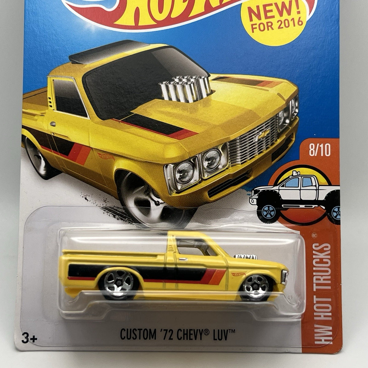 Hot Wheels Custom ‘72 Chevy Luv Yellow 2016 HW Hot Trucks 8/10 NIP