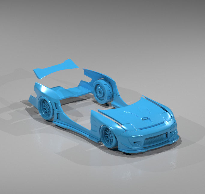 Pandem Style V3 Wide Body Kit For Hot Wheels Mazda RX7 FD - Resin - 3d Printed