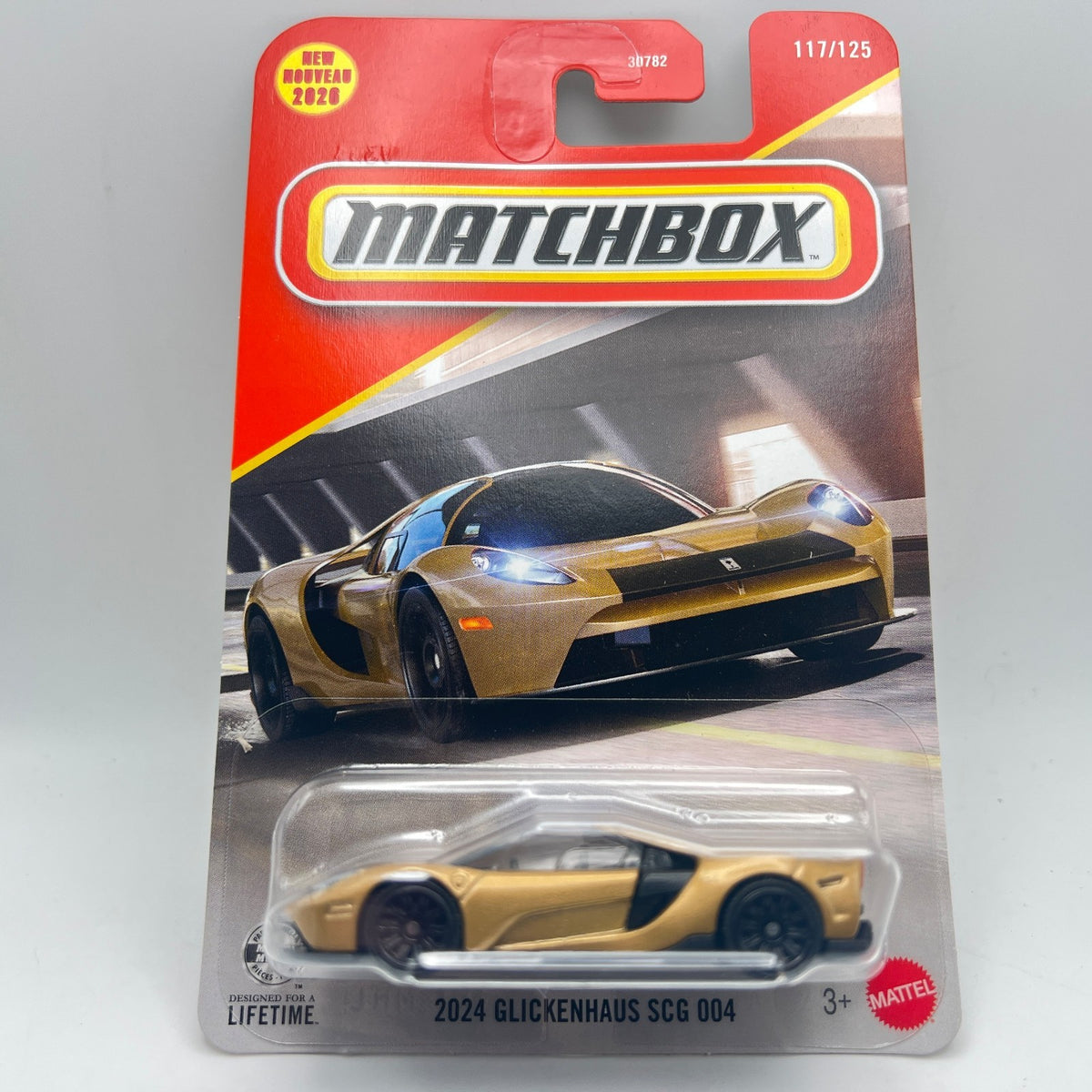 Matchbox 2024 Glickenhaus SCG 004 Gold 117/125 1:64 Diecast
