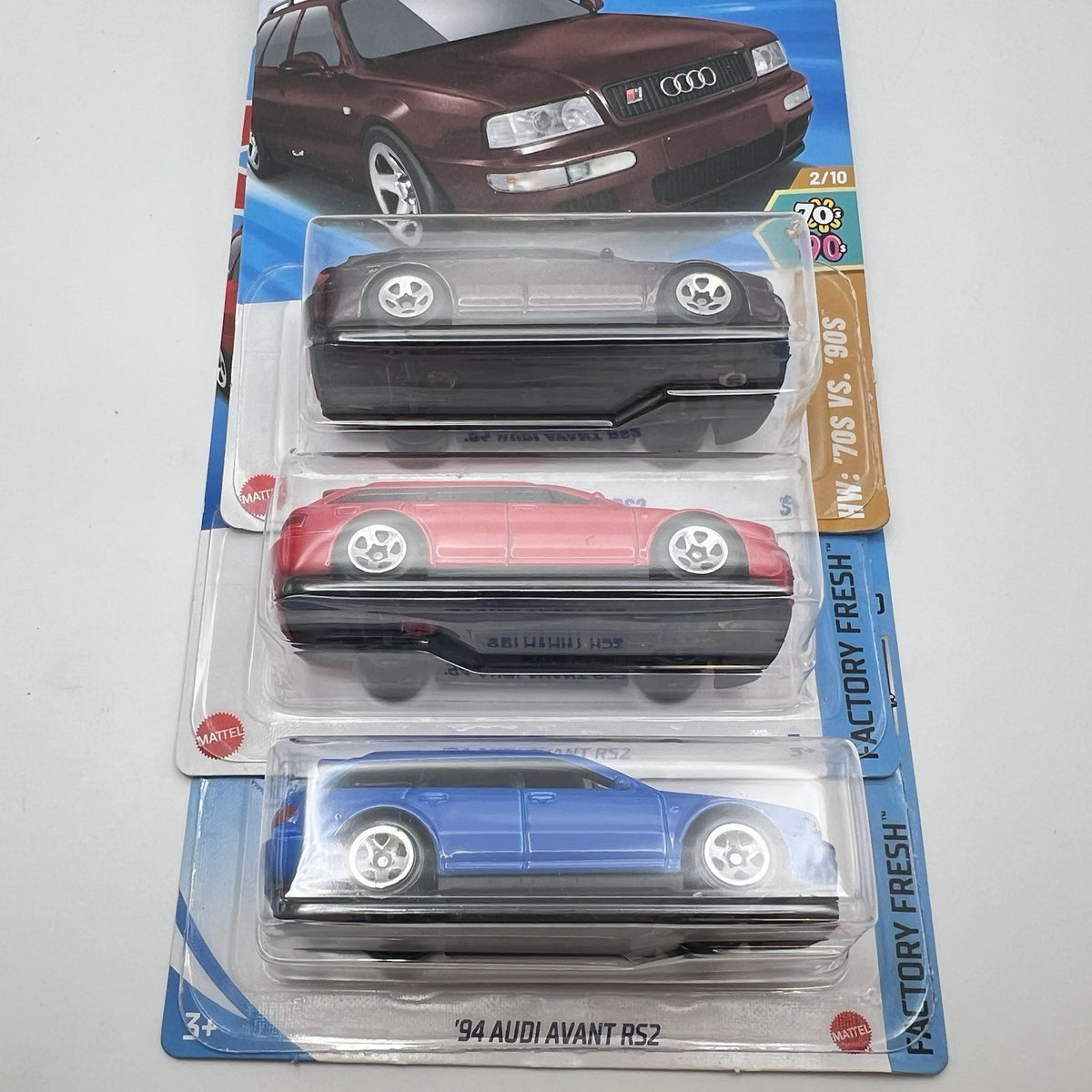 Hot Wheels 3 Diff '94 AUDI AVANT RS2 - Lot Of 3 - Maroon, Red, Blue