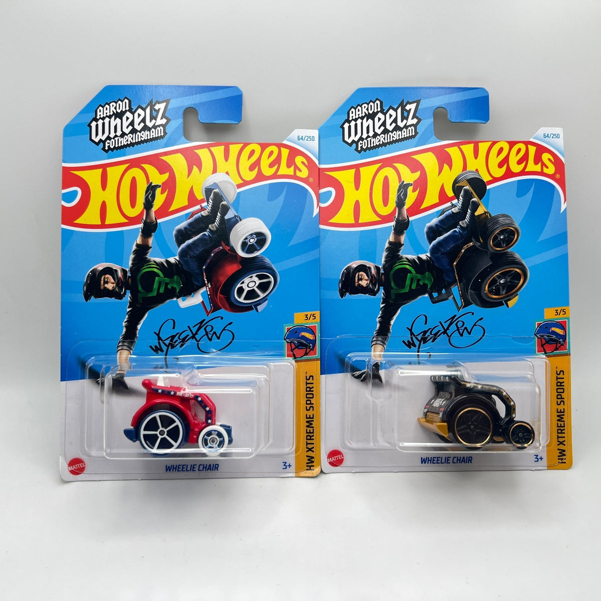 Hot Wheels Wheelie Chair Lot of 2 Red & Black HW Xtreme Sports 3/5 64/250