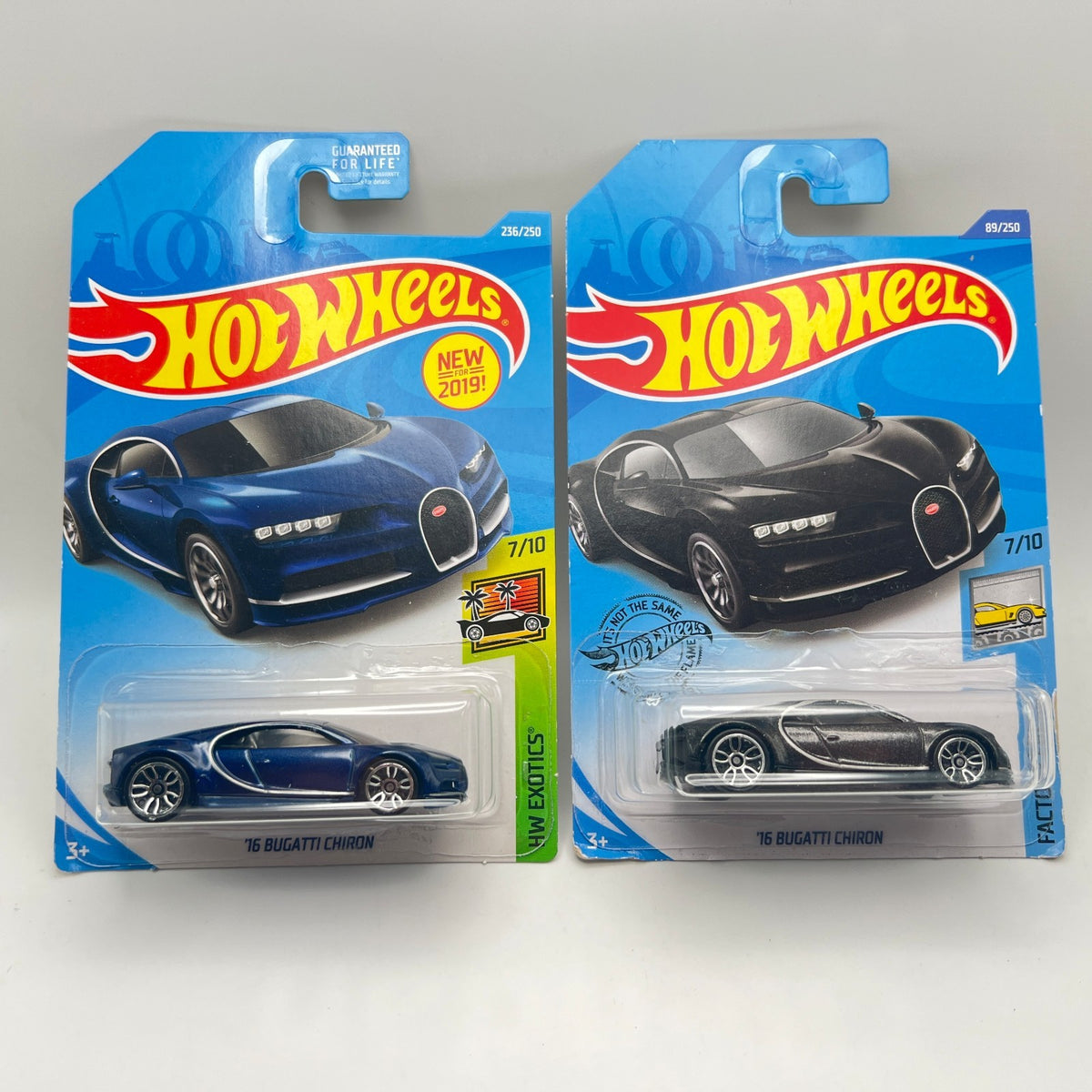 Hot Wheels '16 Bugatti Chiron Lot of 2 Blue 236/250 HW Month + Black 89/250