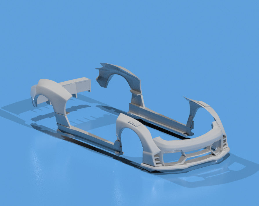 FatBoi Style Wide Body Kit for Hot Wheels Subaru WRX STI - Resin - 3d Printed