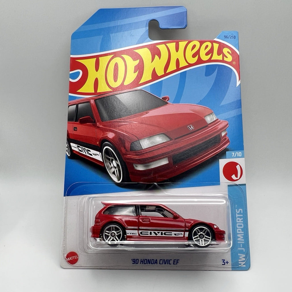 Hot Wheels ‘90 Honda Civic EF *LOT OF 3* Red, Blue & Lime Green