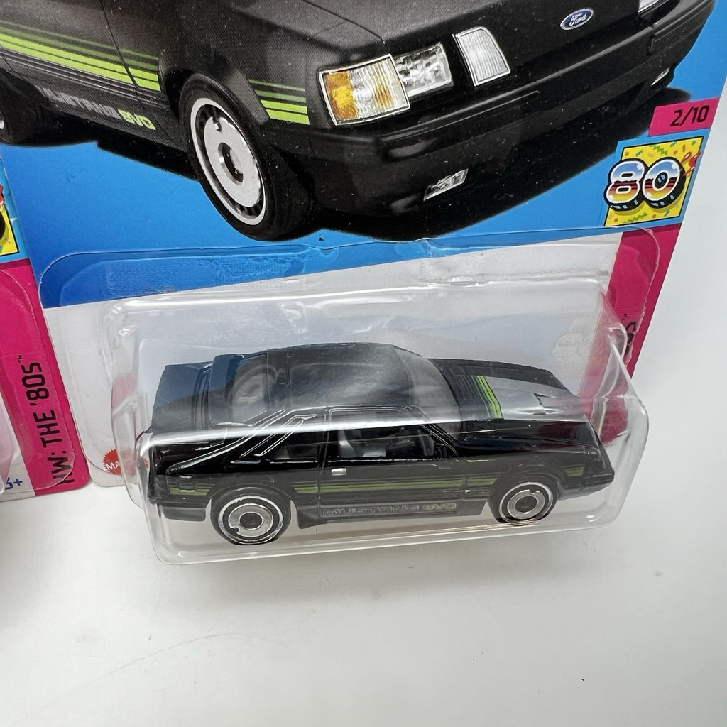 Hot Wheels 1984 MUSTANG SVO Lot of 2 Fox Body - 2023 The 80s - Black & Silver