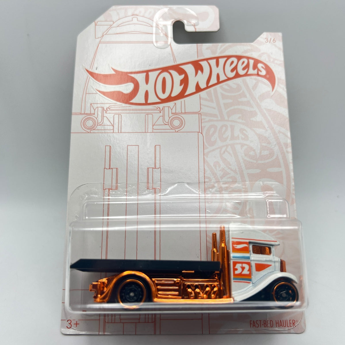 Hot Wheels Fast-Bed Hauler Pearl White 52nd Anniversary Pearl & Chrome 3/6
