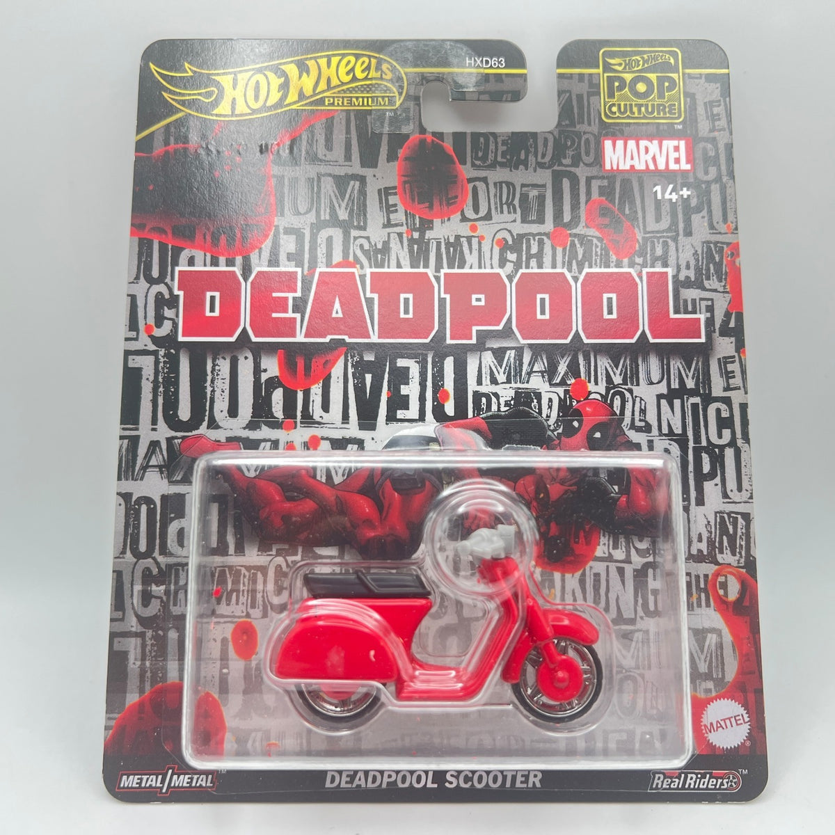 Hot Wheels Premium Deadpool Scooter Pop Culture Marvel Real Riders