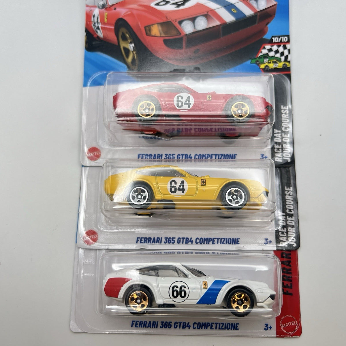🔥Hot Wheels Ferrari 365 GTB4 Competizione Lot Of 3 - White, Red, Yellow🔥