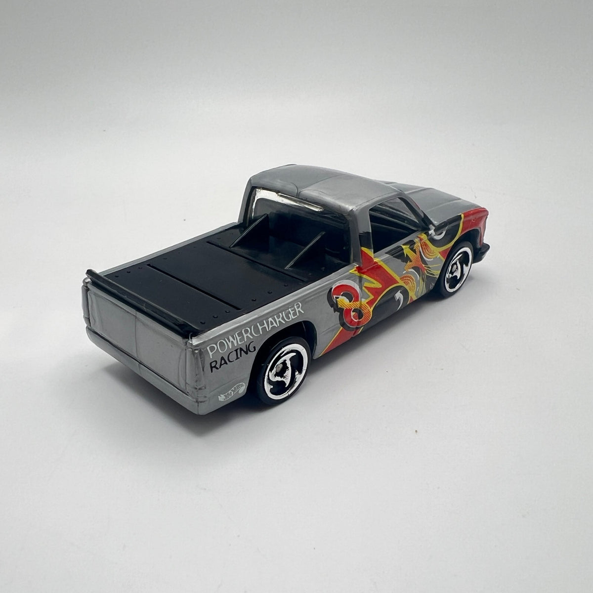 Hot Wheels Chevy 1500 Pickup Silver Powercharger Racing #8 LOOSE 1/64