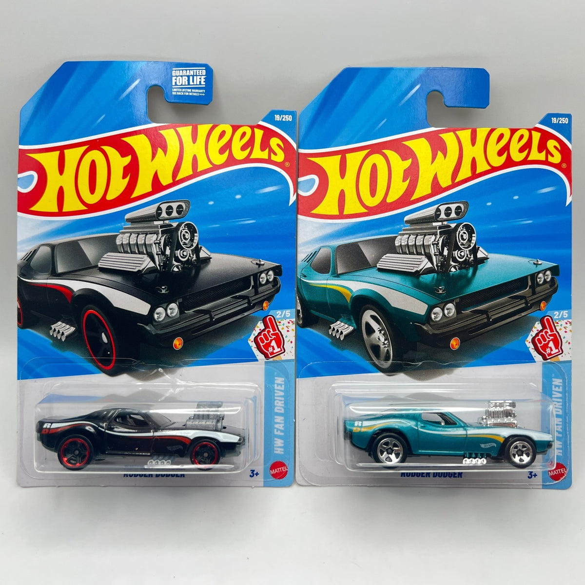 Hot Wheels Rodger Dodger Lot of 2 Black & Teal HW Fan Driven 2/5 19/250