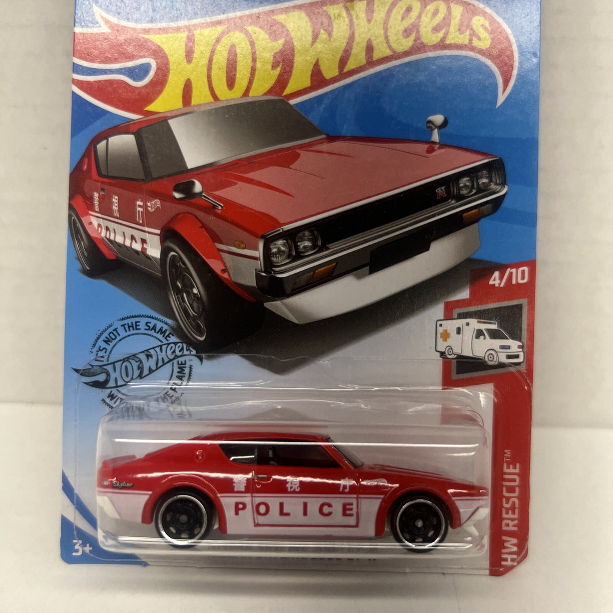 Hot Wheels 2019 HW Rescue NISSAN SKYLINE 2000 GT-R 1:64 Scale Police Car 160/250