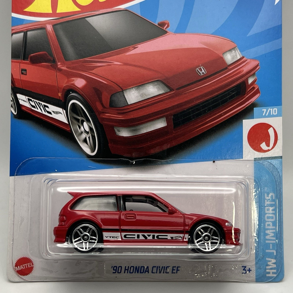 2024 Hot Wheels '90 Honda Civic EF (Red) 7/10 HW J-Imports 96/250