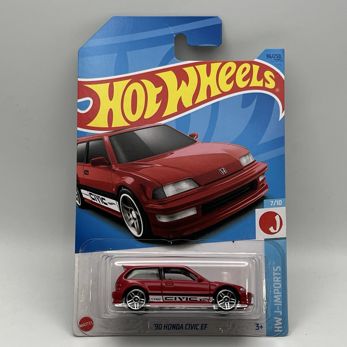 2024 Hot Wheels '90 Honda Civic EF (Red) 7/10 HW J-Imports 96/250