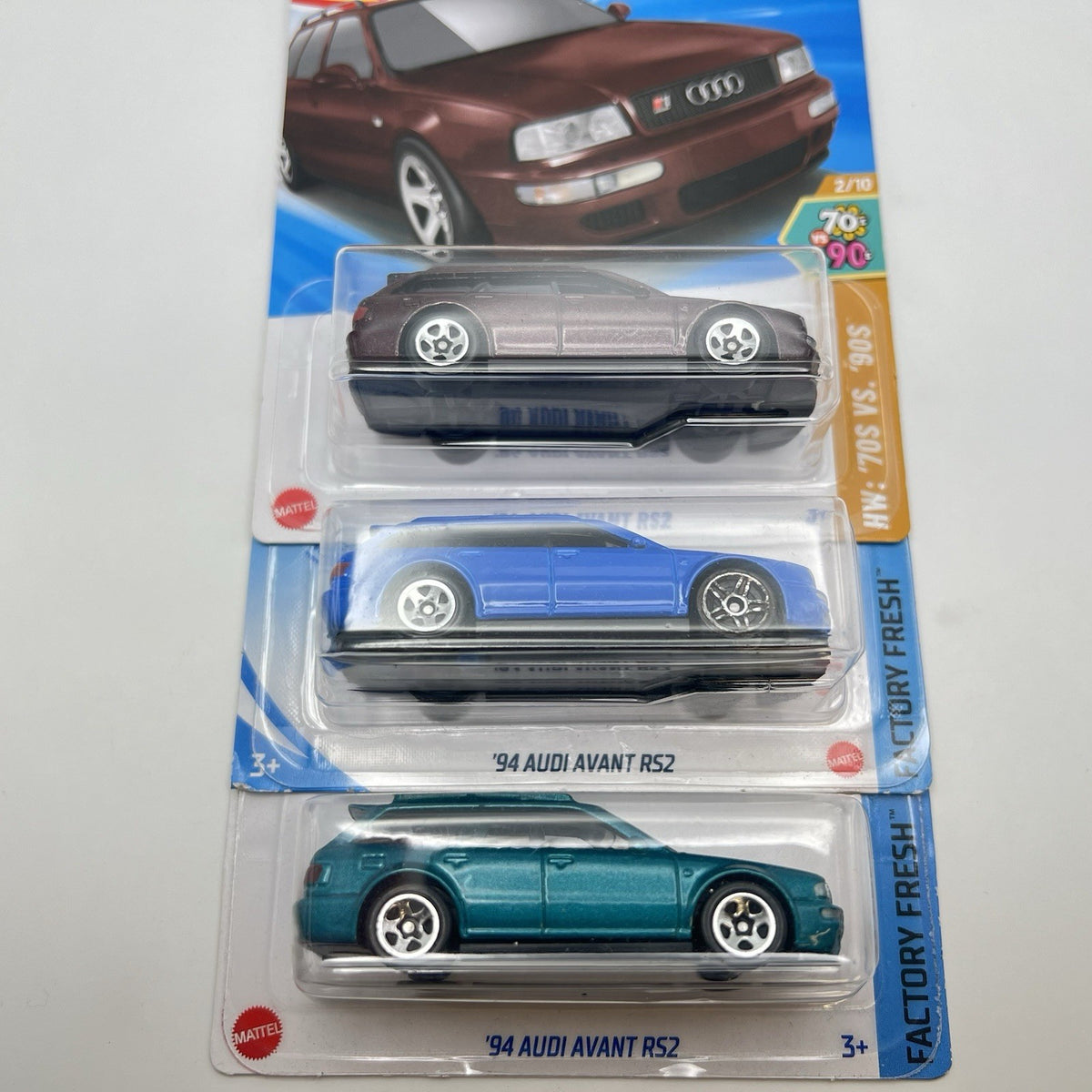 Hot Wheels 3 Diff '94 AUDI AVANT RS2 - Lot Of 3 - Blue, Teal, Maroon